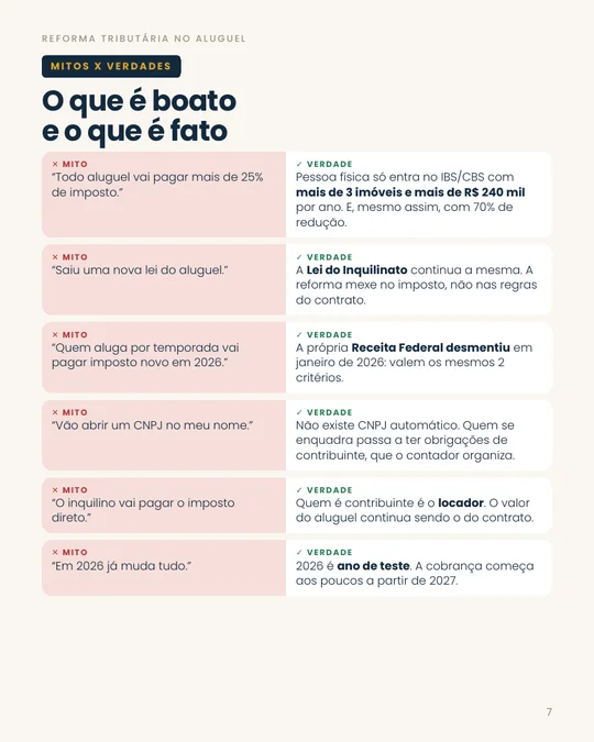 P&aacute;gina do guia com mitos e verdades